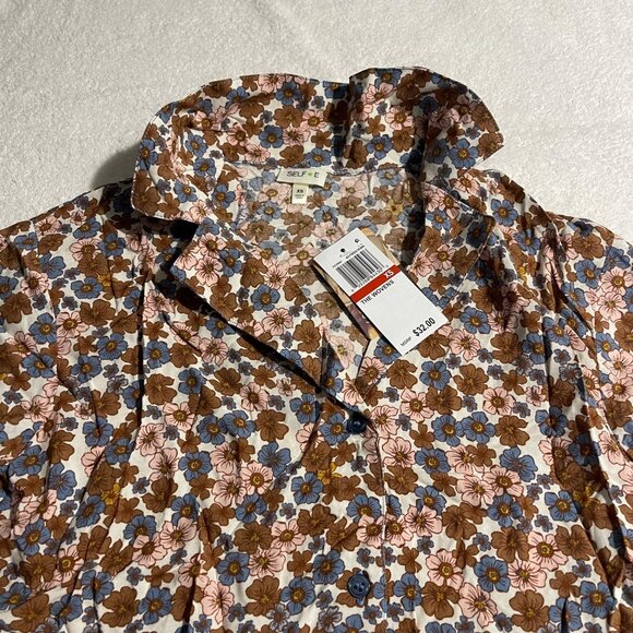SELFIE Womens Cropped Tie Front Button-Down Top, Size XS, NWT - Picture 5 of 14